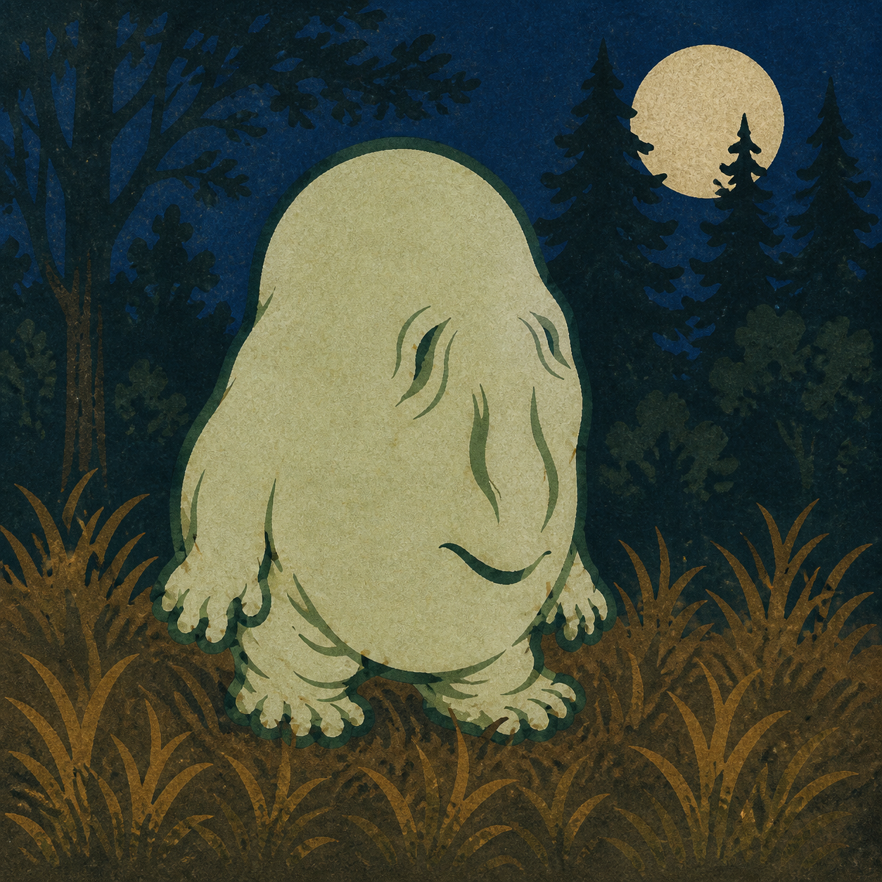 A nuppeppo in a moonlit forest